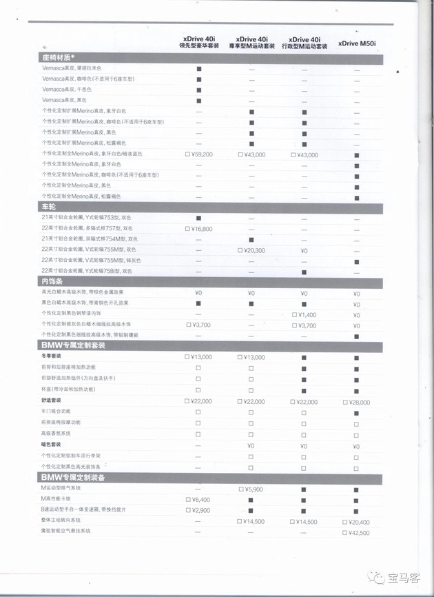 BMW X7 configuration table exposure, the new car will be listed on the Shanghai Auto Show