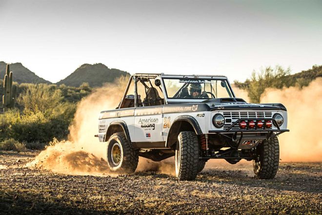 Old and strong 1968 Ford Bronco modified off-road racing car